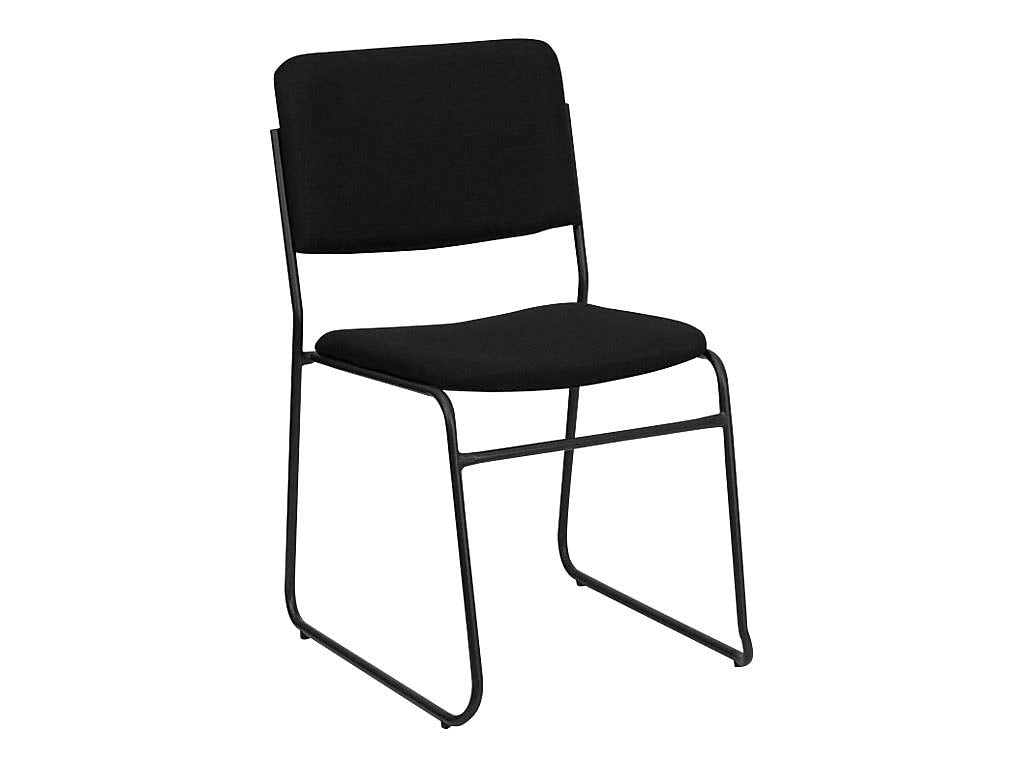 Black Fabric Stackable Chair with Sled Base Q676377