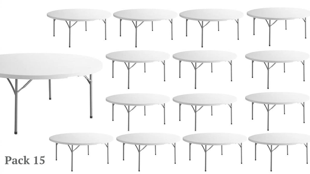 White 72 Inch Round Plastic Folding Table Z7461