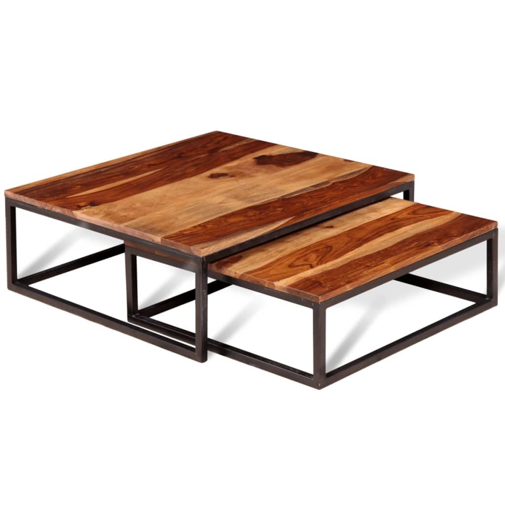 Two Piece Nesting Solid Sheesham Wood Coffee Table Set H928485