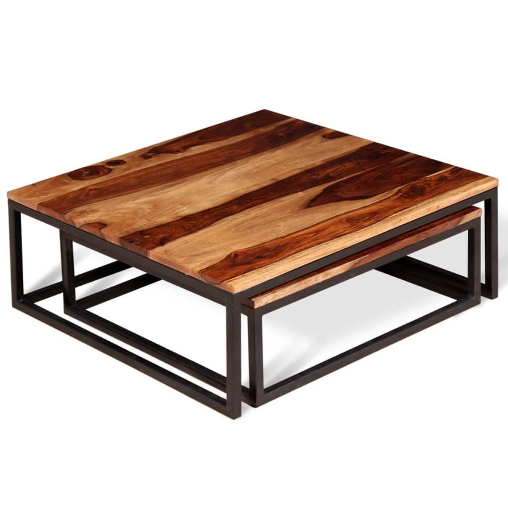 Two Piece Nesting Solid Sheesham Wood Coffee Table Set H928485