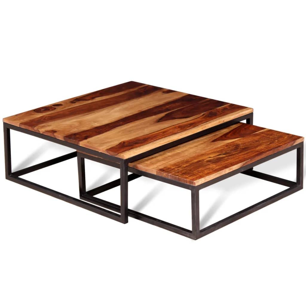 Two Piece Nesting Solid Sheesham Wood Coffee Table Set H928485