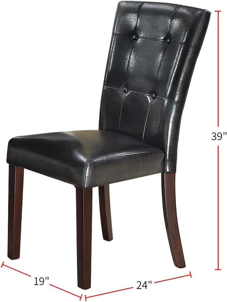 Black Faux Leather Dining Chairs Set of 2 C351