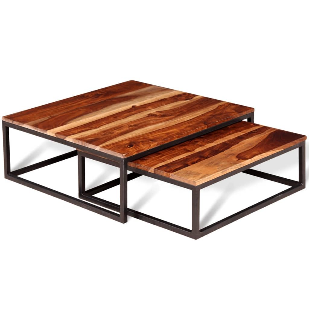 Two Piece Nesting Solid Sheesham Wood Coffee Table Set H928485
