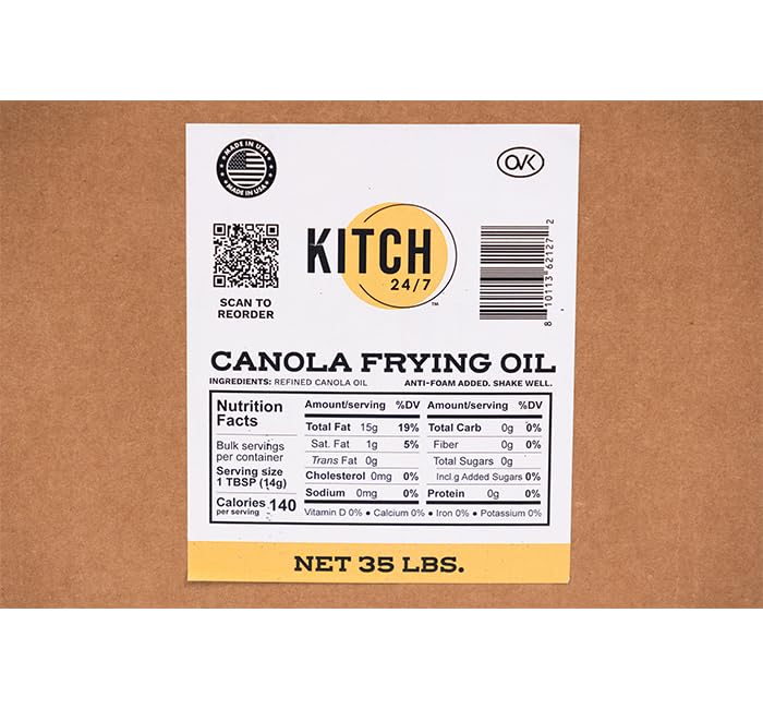 Canola Frying Oil 35 Lb High Smoke Point Bulk Cooking Oil P64351