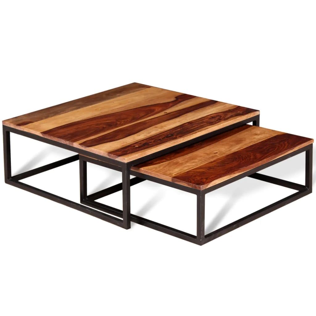 Two Piece Nesting Solid Sheesham Wood Coffee Table Set H928485