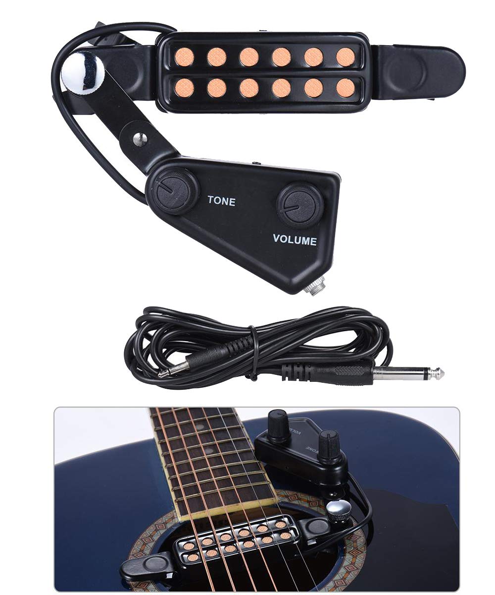 12 SoundHole Acoustic Guitar Pickup with Tone and Volume Control N28909