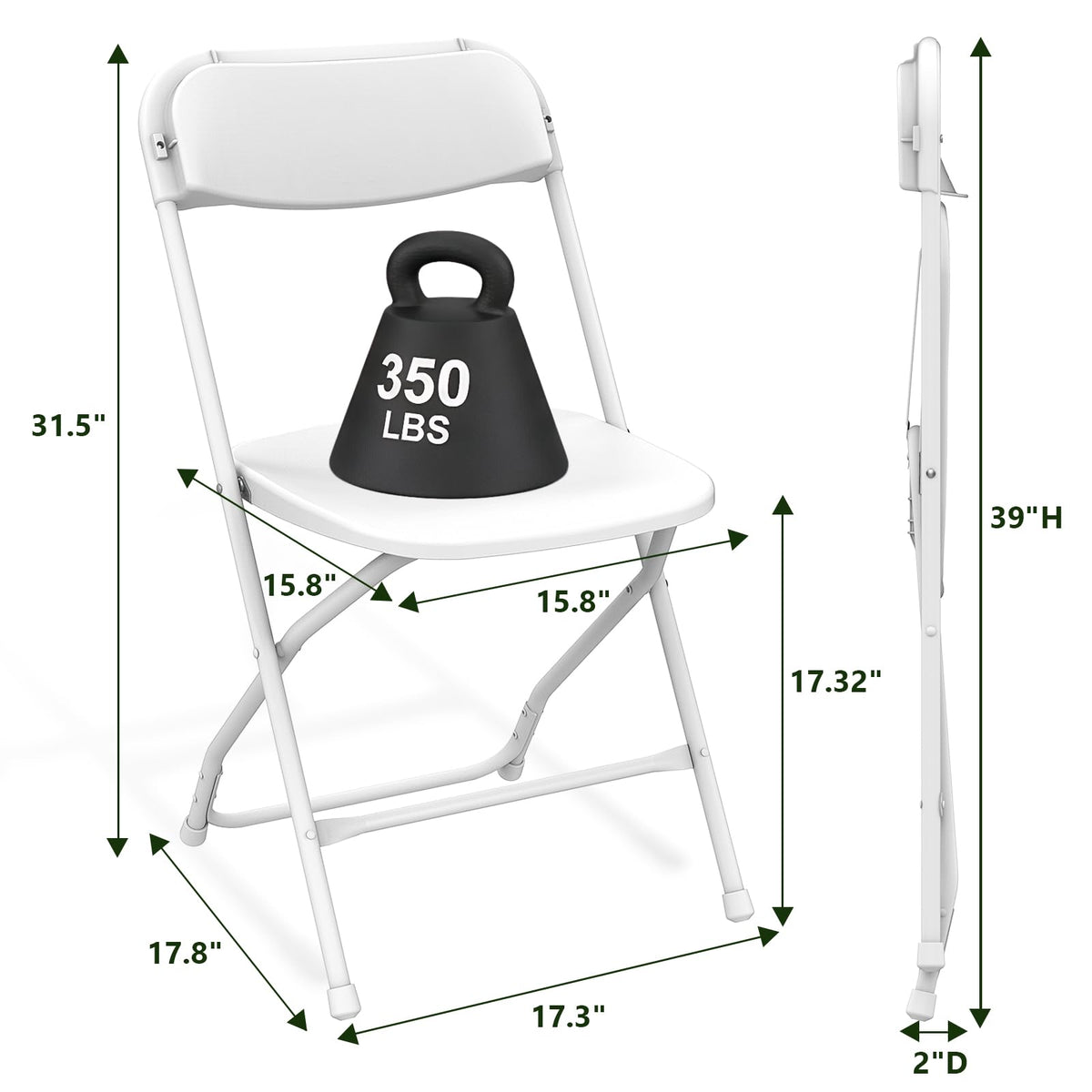 White 10 Pack Heavy Duty Folding Chairs Z4231