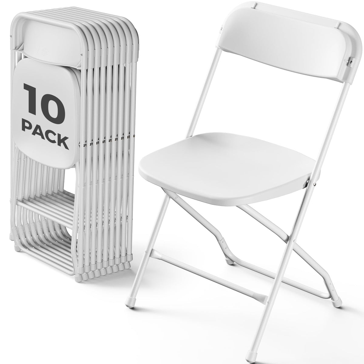 White 10 Pack Heavy Duty Folding Chairs Z4231