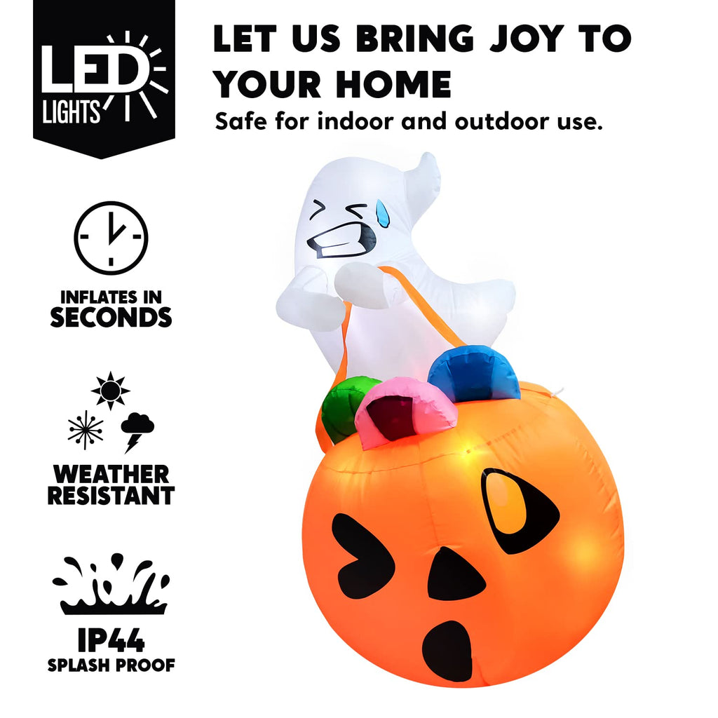 5 FT Halloween Inflatable Ghost with Build-in LEDs C9859