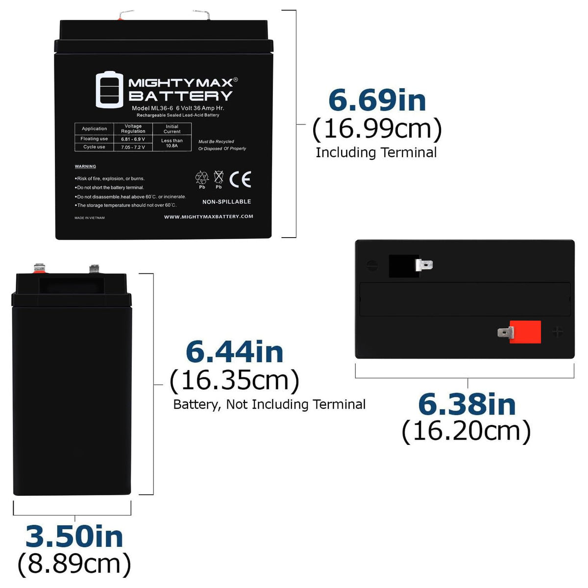 6V 36Ah AGM F2 Terminal Battery 4 Pack L992486