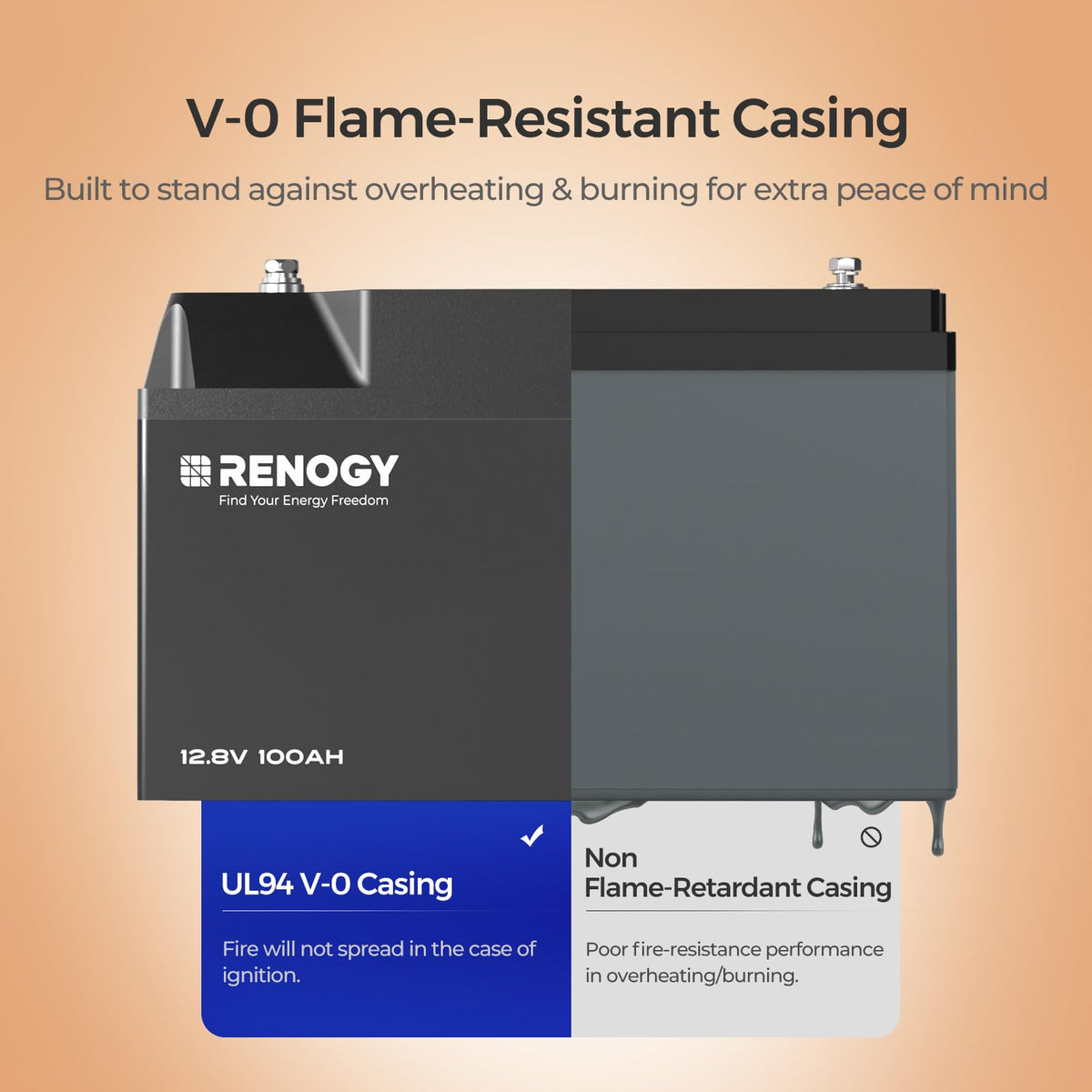 12V 100Ah Bluetooth Self-Heating Lithium LiFePO4 Deep Cycle Battery D155022