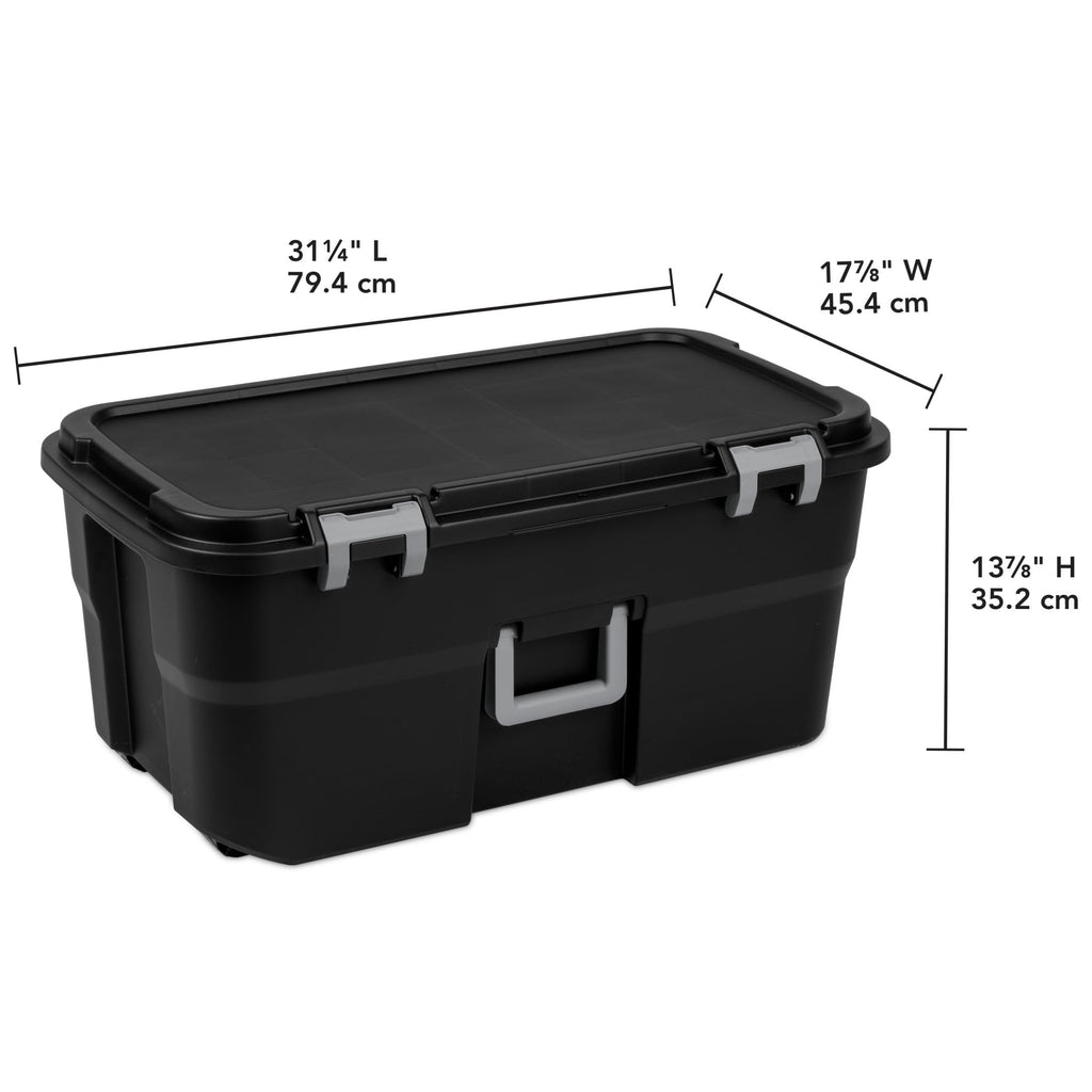 22 Gallon Black Wheeled Plastic Storage Trunk J8642