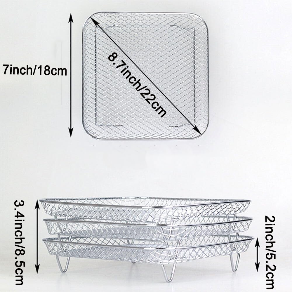 7 Inch Stackable Stainless Steel Air Fryer Rack, 3 Pcs S888