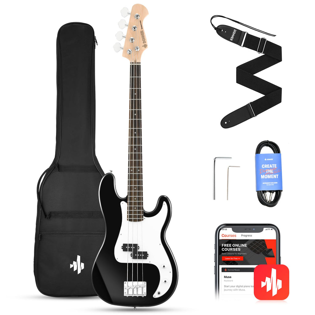 Electric Bass 4 Strings Full-Size Guitar Kit PB-Style Black M831