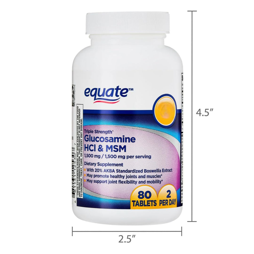 Glucosamine 1500mg MSM 1500mg Boswellia Extract Tablets, 80 Count F696609