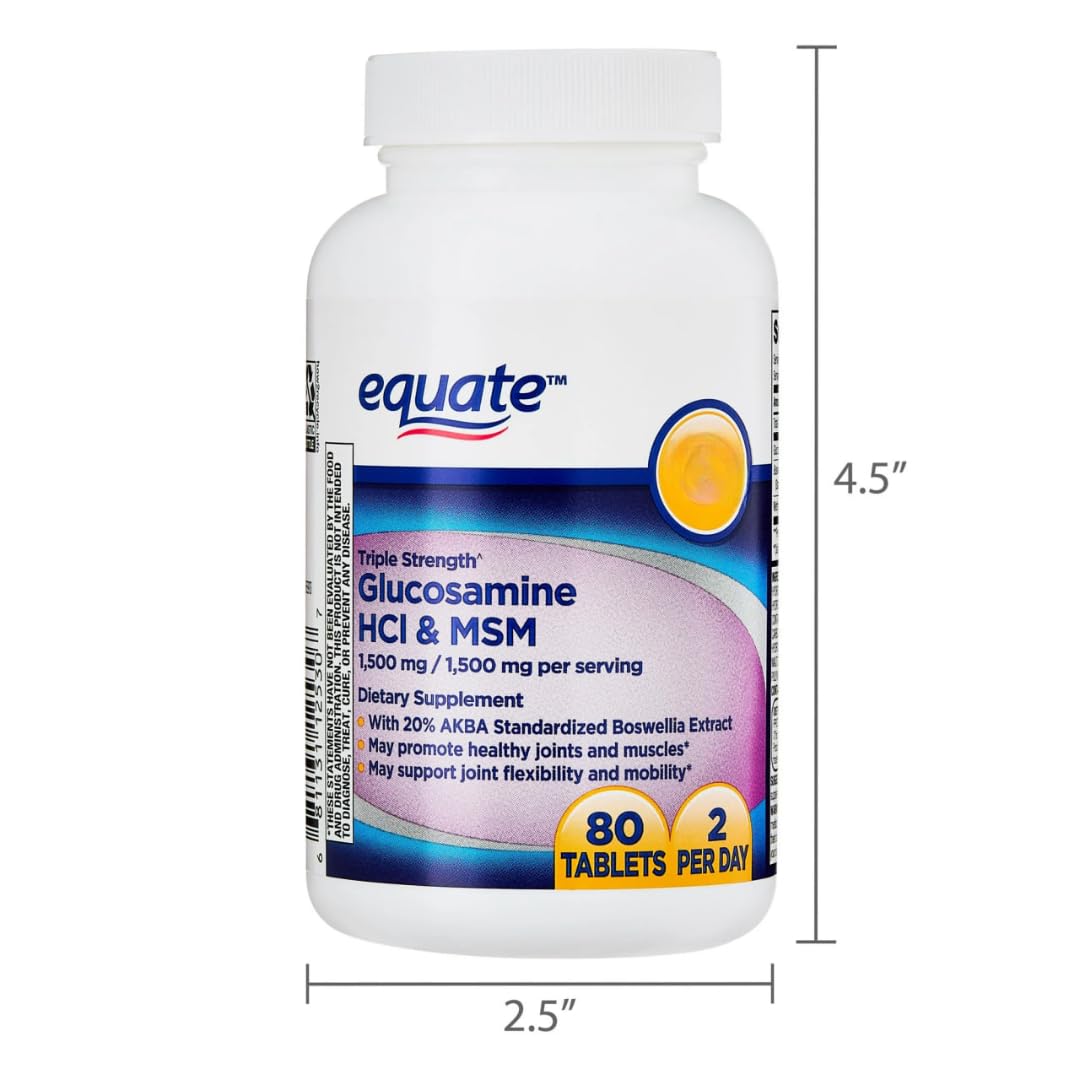 Glucosamine 1500mg MSM 1500mg Boswellia Extract Tablets, 80 Count F696609