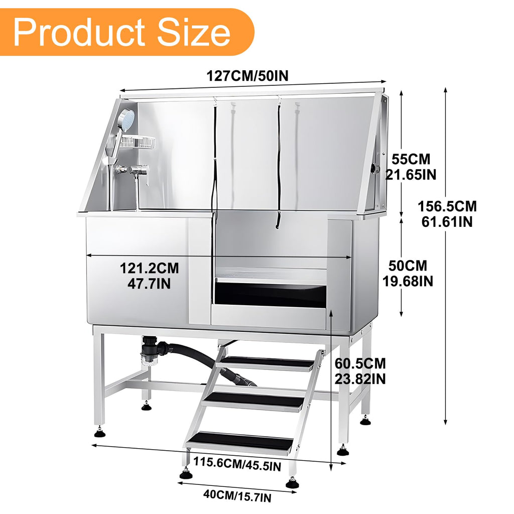 Stainless Steel Dog Washing Station with Stairs V771