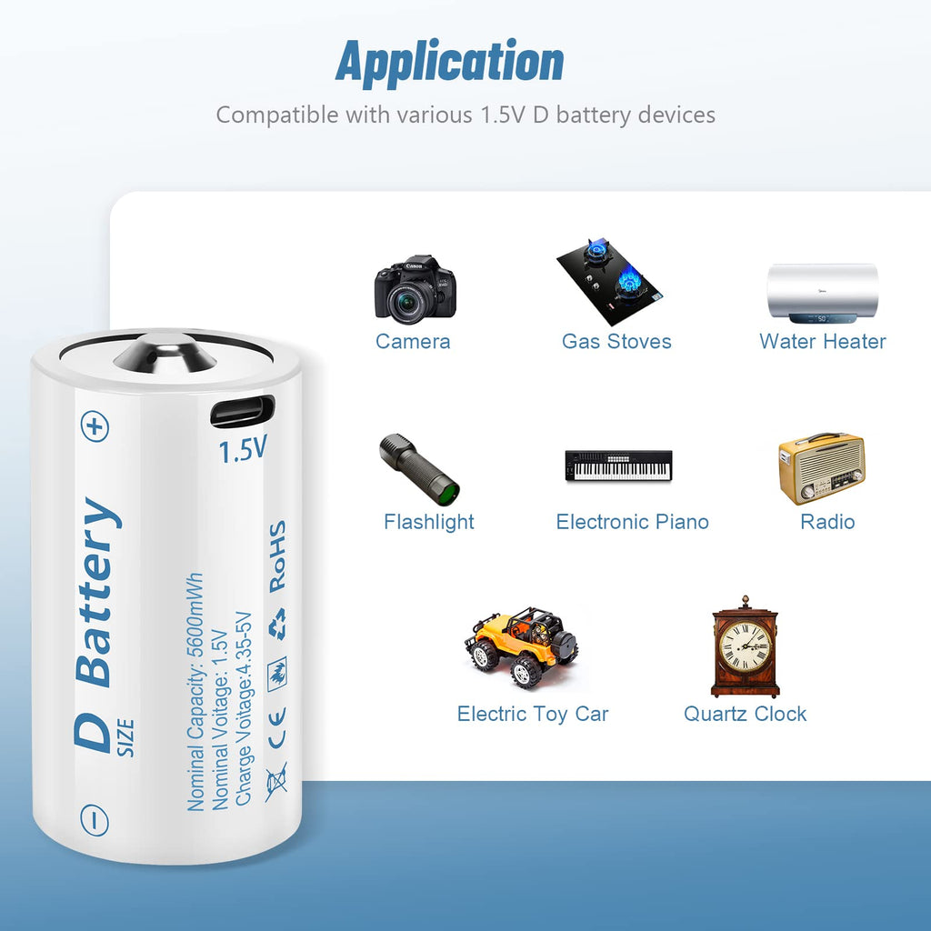 Rechargeable Lithium D Batteries 4 Pack P989320