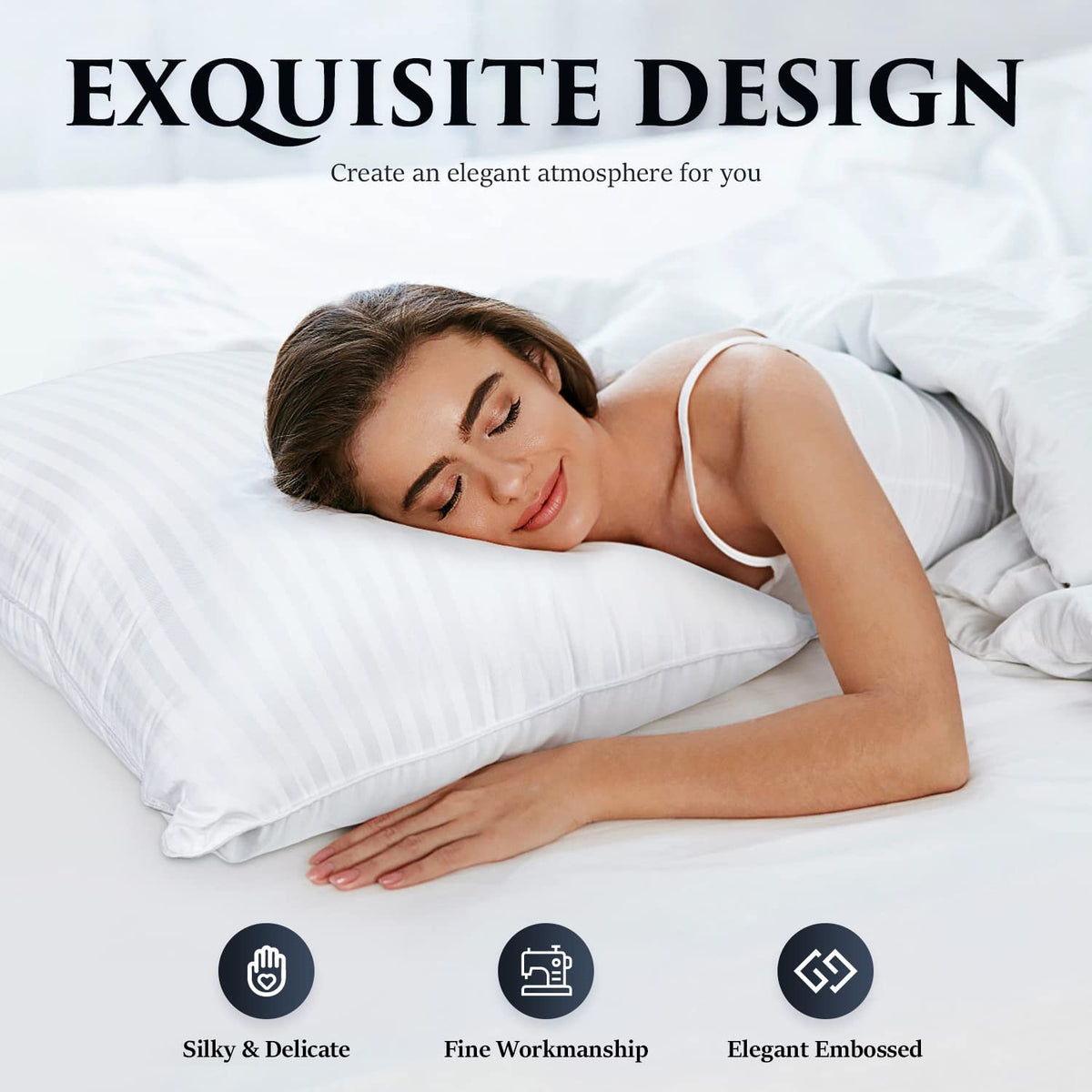 Queen Size Microfiber Bed Pillows Set of 2 O711