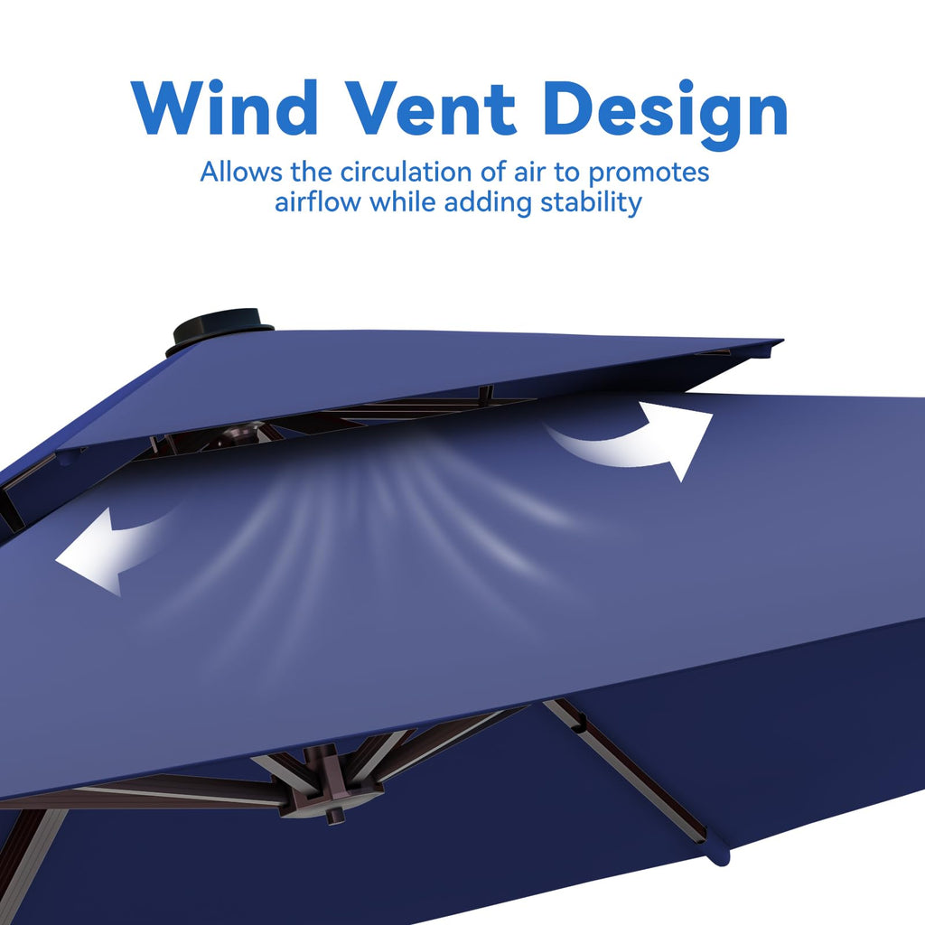 10x13FT Navy Blue Double Top Cantilever Patio Umbrella E865466