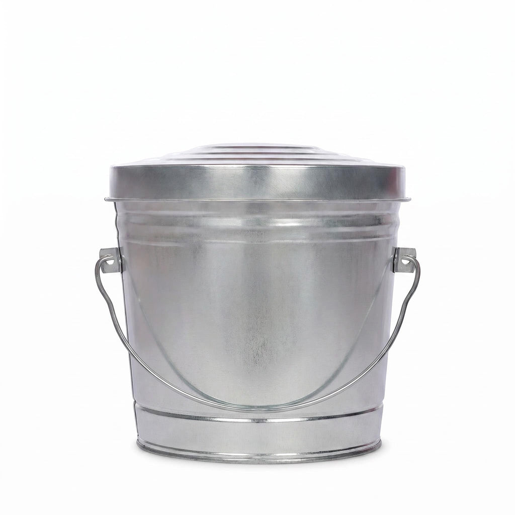 Galvanized Steel 6 Gallon Trash Can with Locking Lid M9791