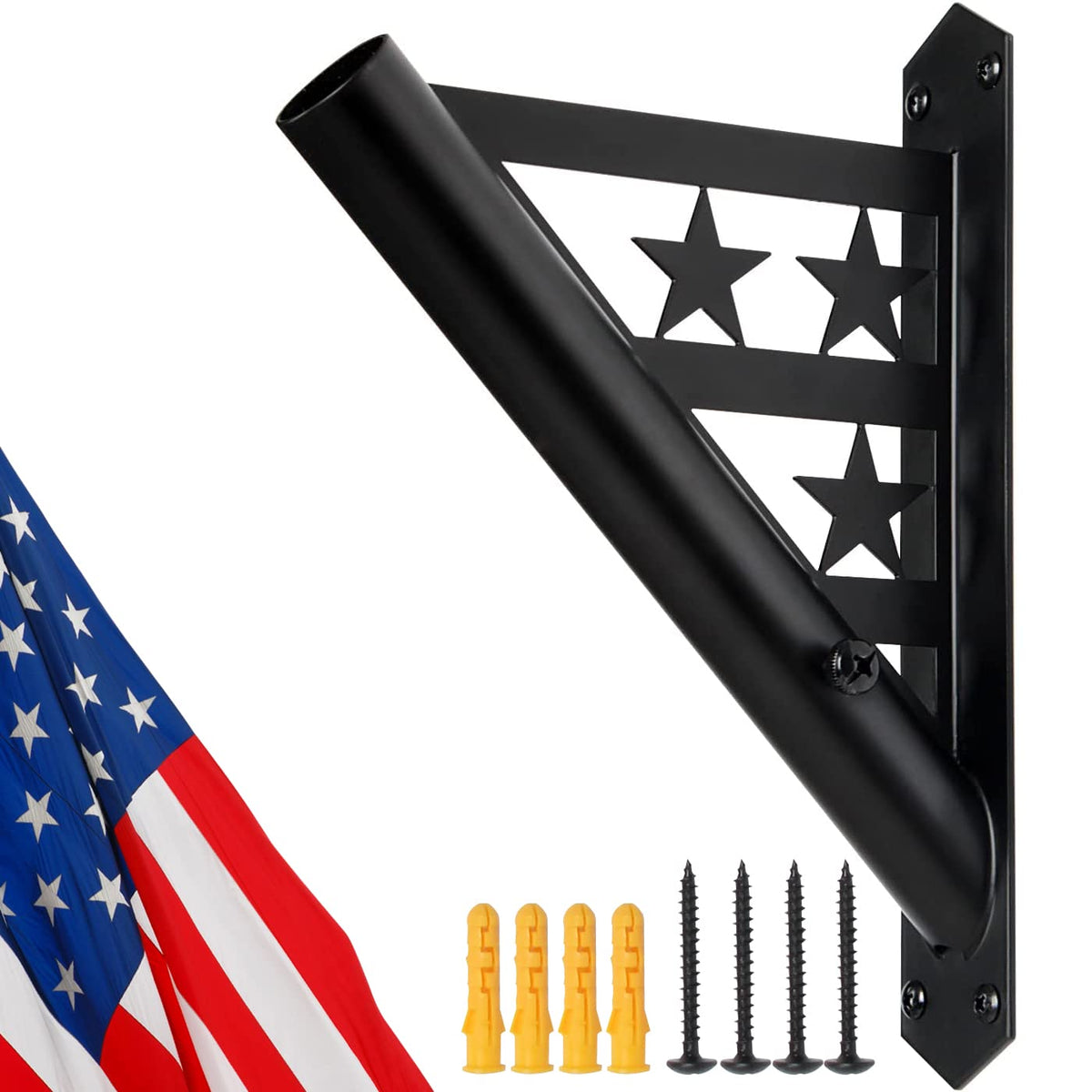 Flag Pole Heavy Duty Iron Weather Resistant Mounting Brackets Y752708