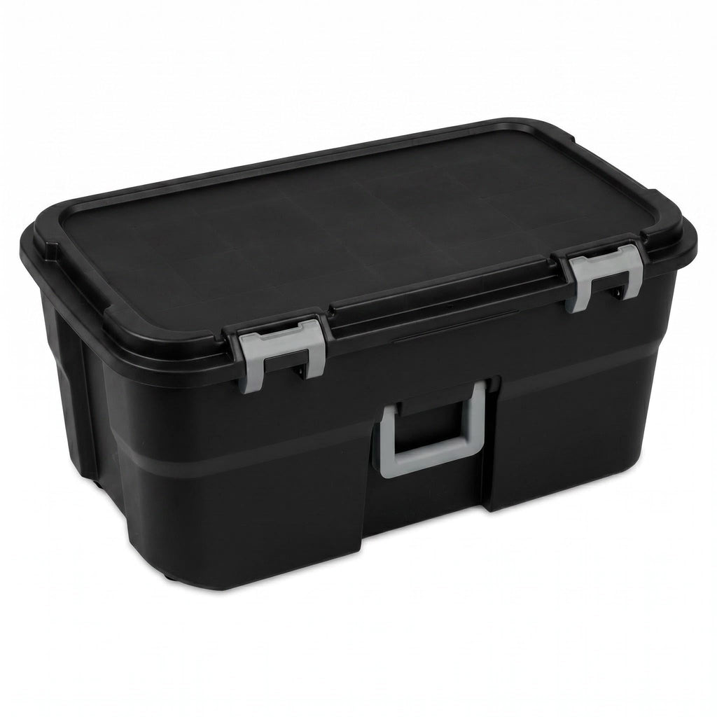 22 Gallon Black Wheeled Plastic Storage Trunk J8642