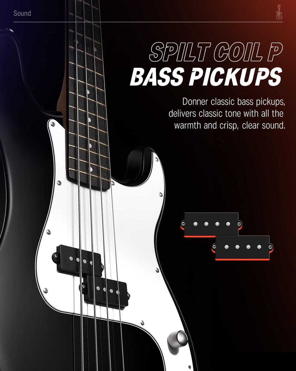Electric Bass 4 Strings Full-Size Guitar Kit PB-Style Black M831