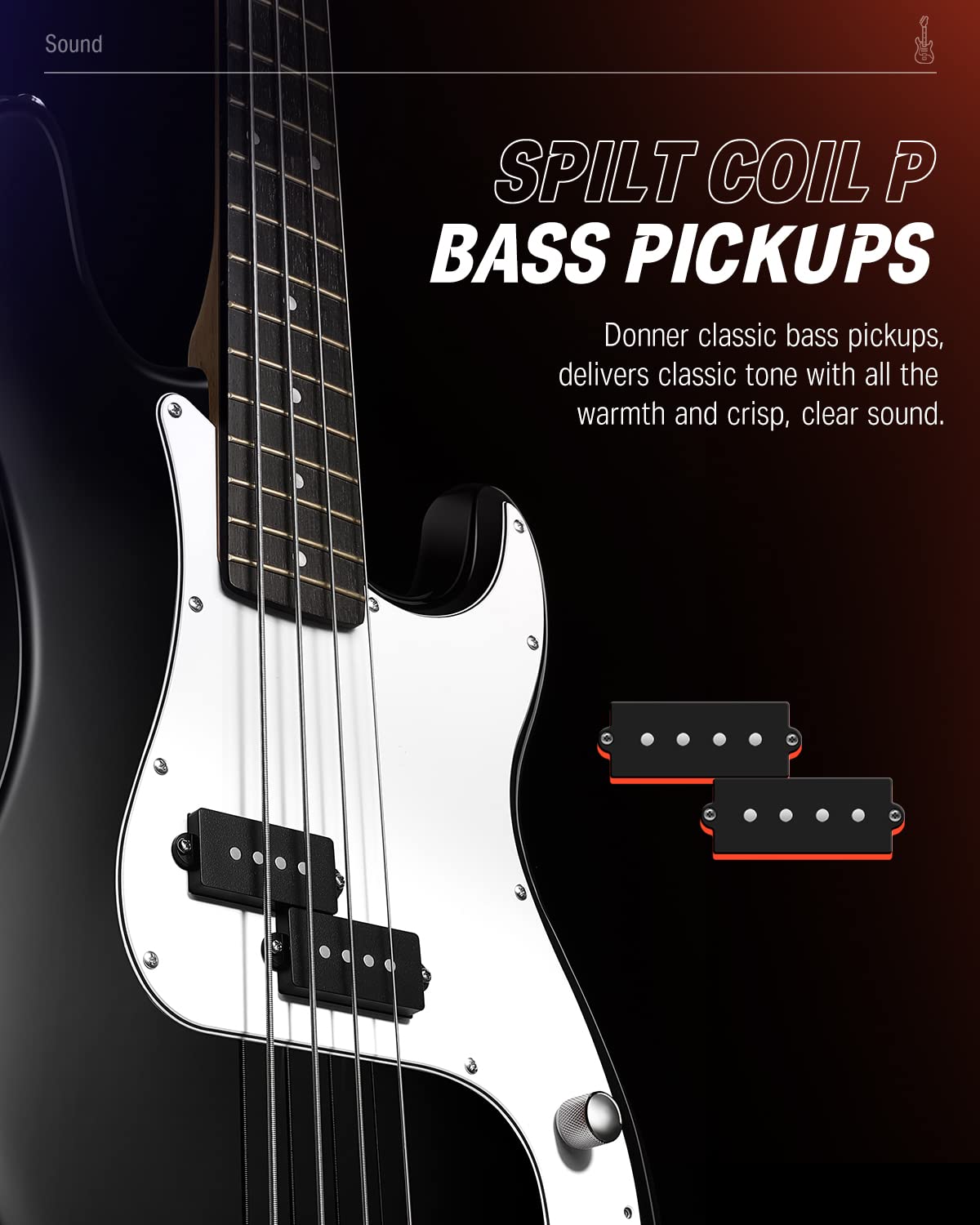 Electric Bass 4 Strings Full-Size Guitar Kit PB-Style Black M831