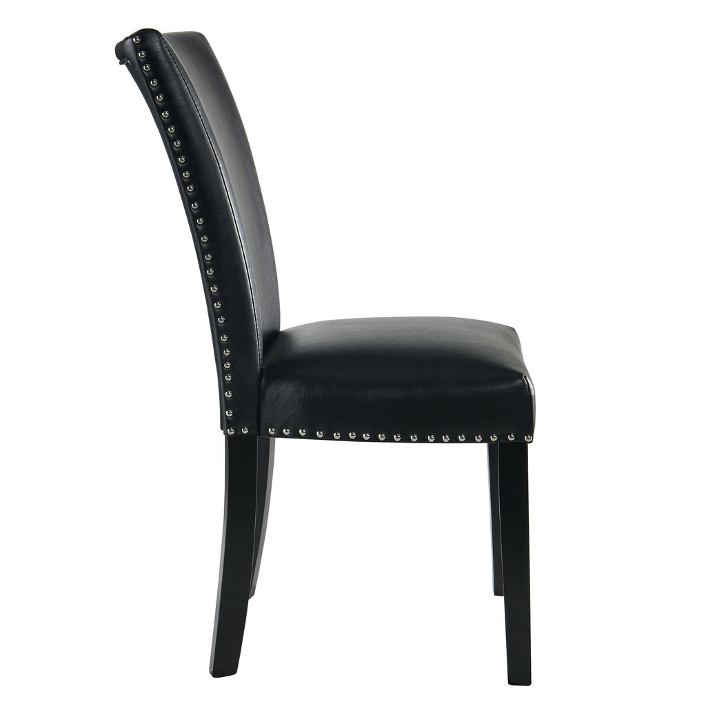 Black PU Leather Upholstered Dining Chairs Set of 2 O785