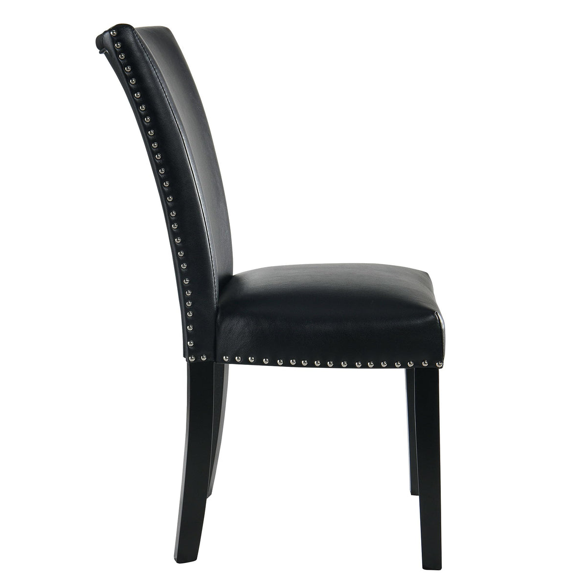 Black PU Leather Upholstered Dining Chairs Set of 2 O785