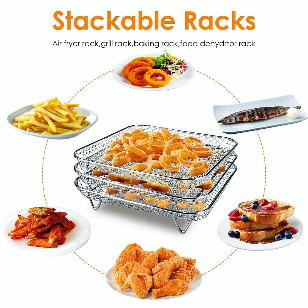 7 Inch Stackable Stainless Steel Air Fryer Rack, 3 Pcs S888