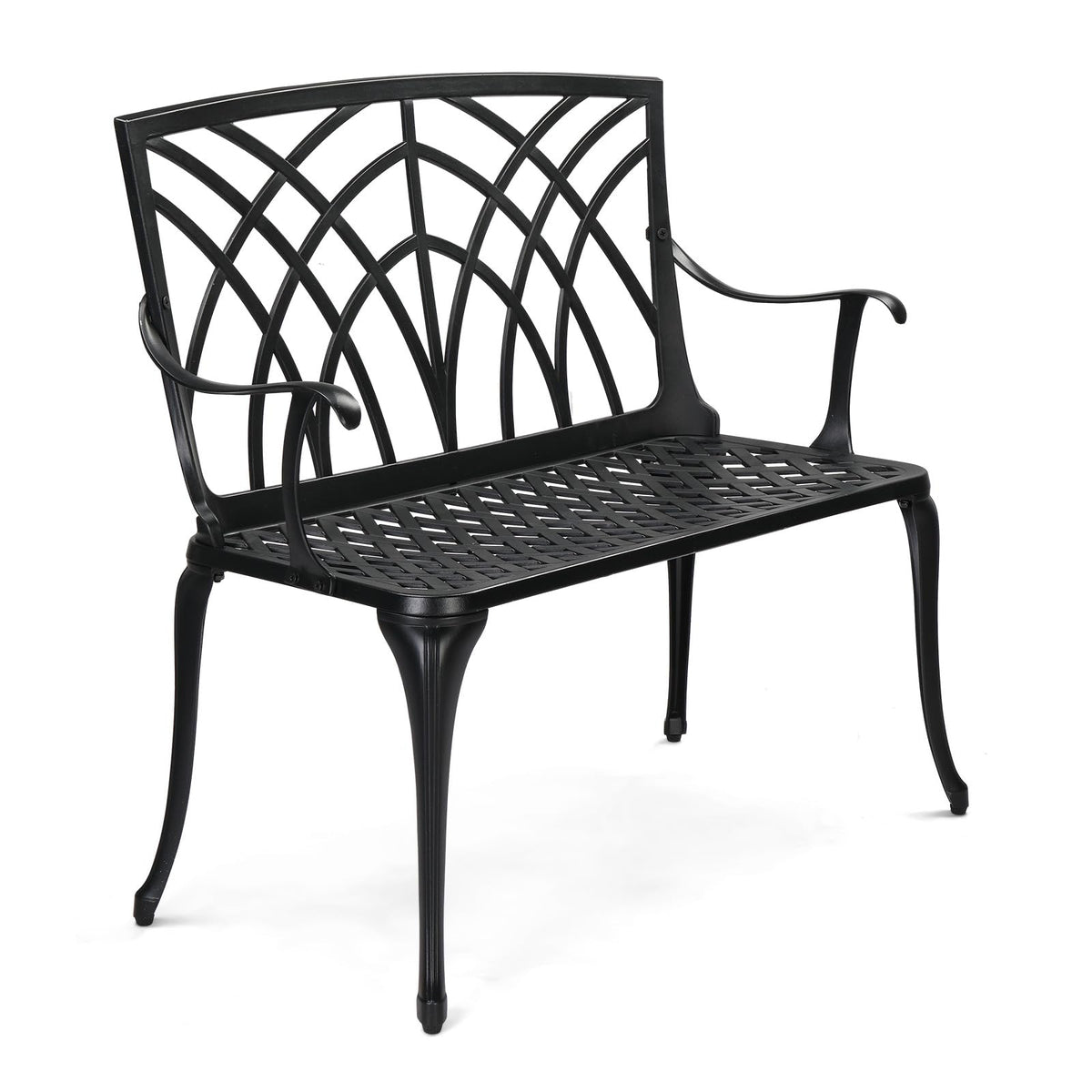 38" Black Metal Outdoor Bench M841725