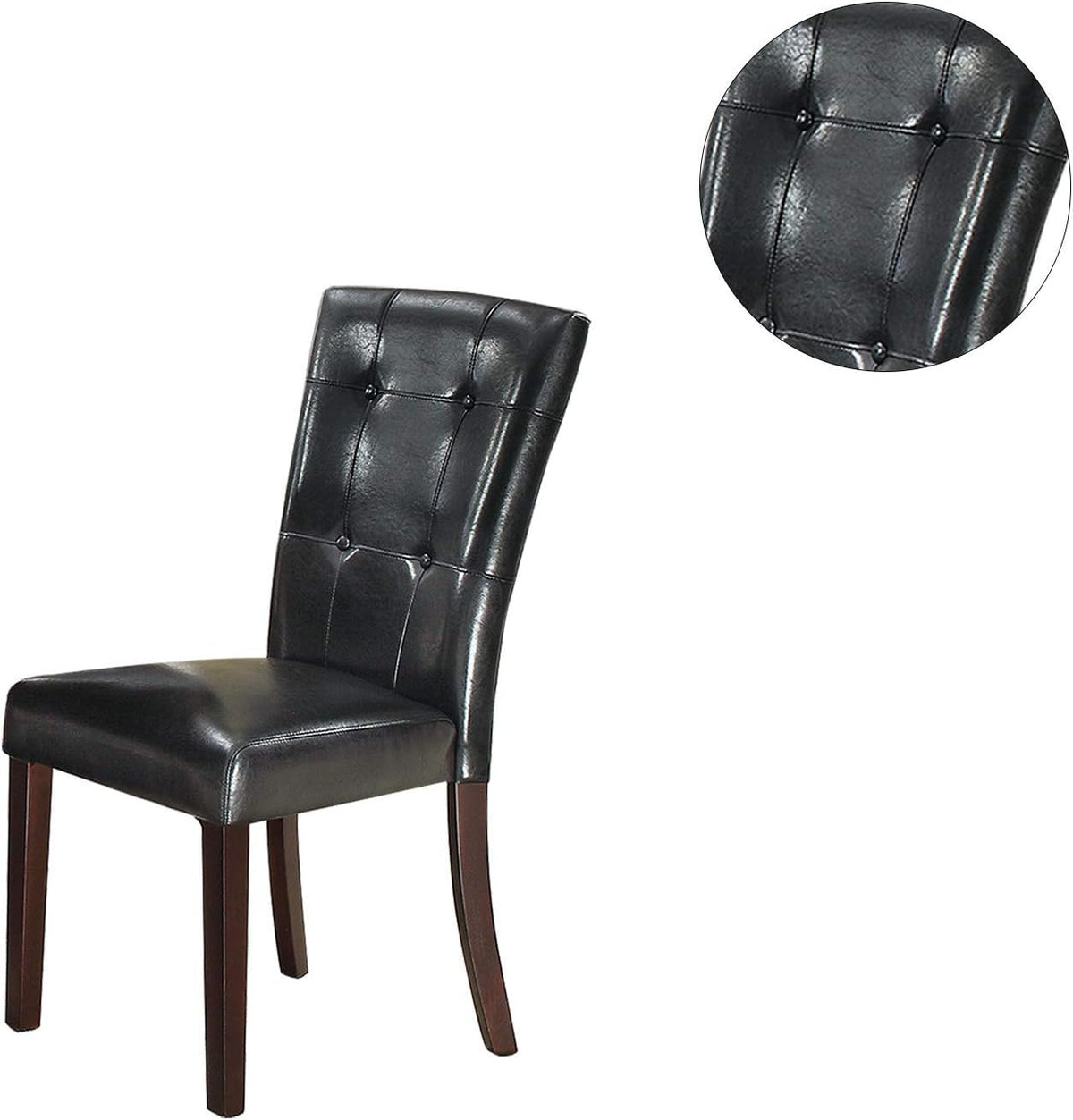 Black Faux Leather Dining Chairs Set of 2 C351
