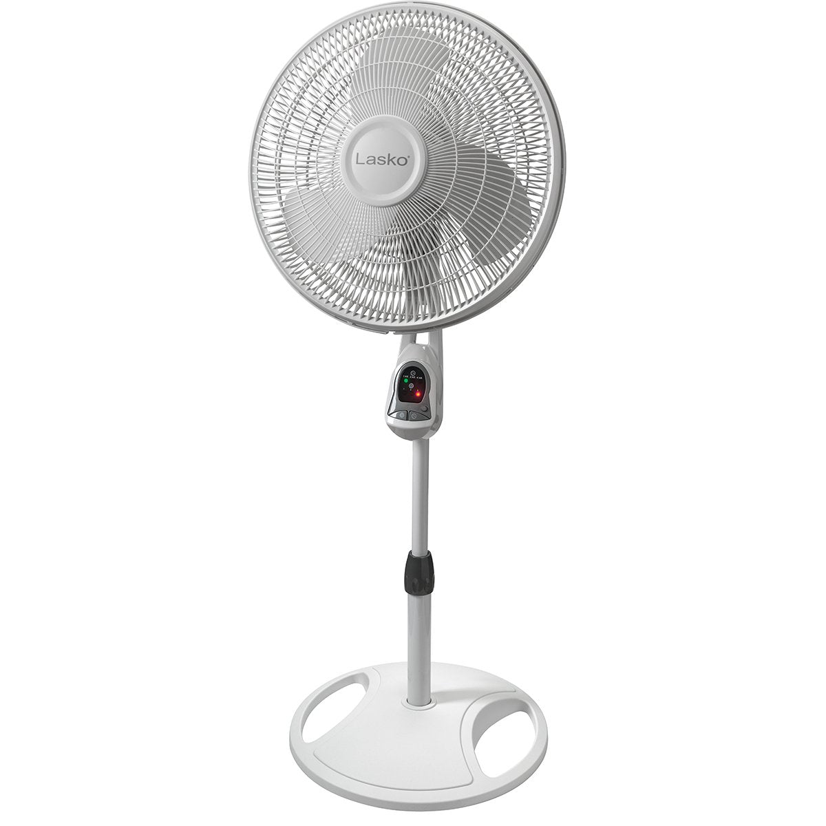 16" White Oscillating Pedestal Fan with Remote and 18" Black Adjustable Pedestal Fan Y80946