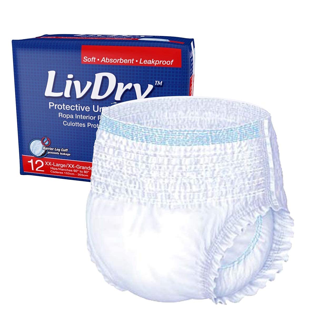 Adult 2XL Incontinence Underwear with Booster Pad Inserts M12348