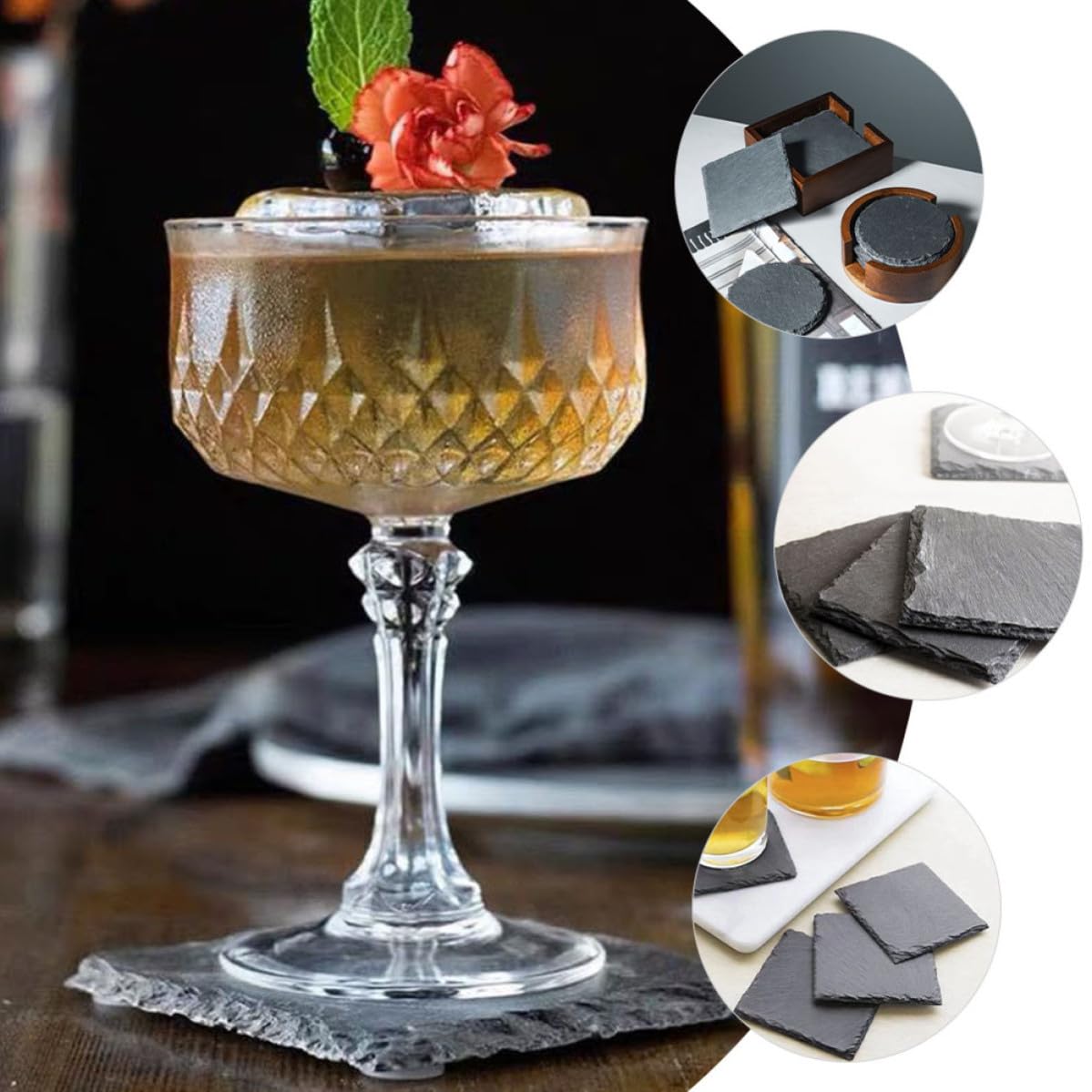 12pcs Natural Stone Square Coasters Set S8975