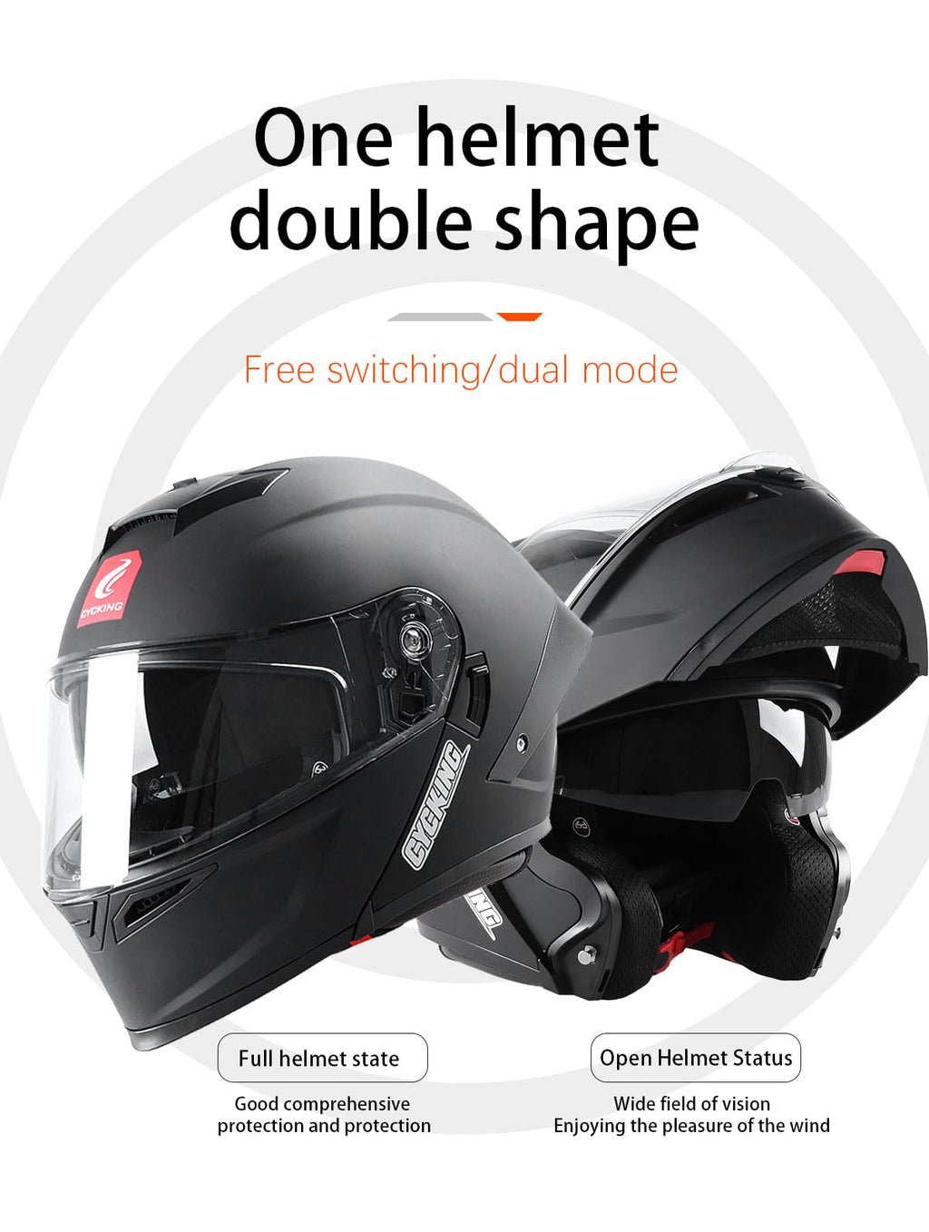 Modular Flip Up Full Face Motorcycle Helmet with Dual Visor V397
