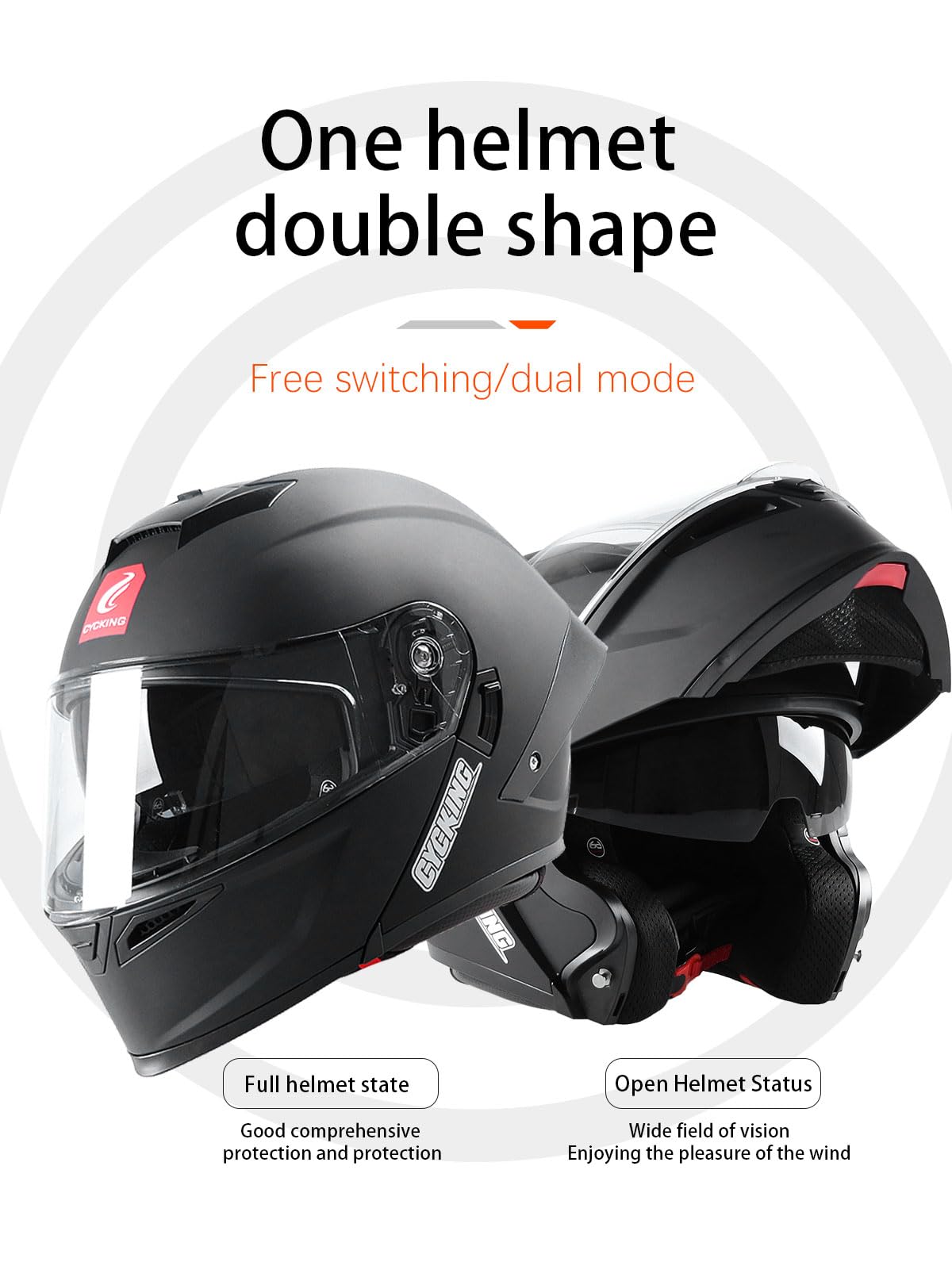 Modular Flip Up Full Face Motorcycle Helmet with Dual Visor V397