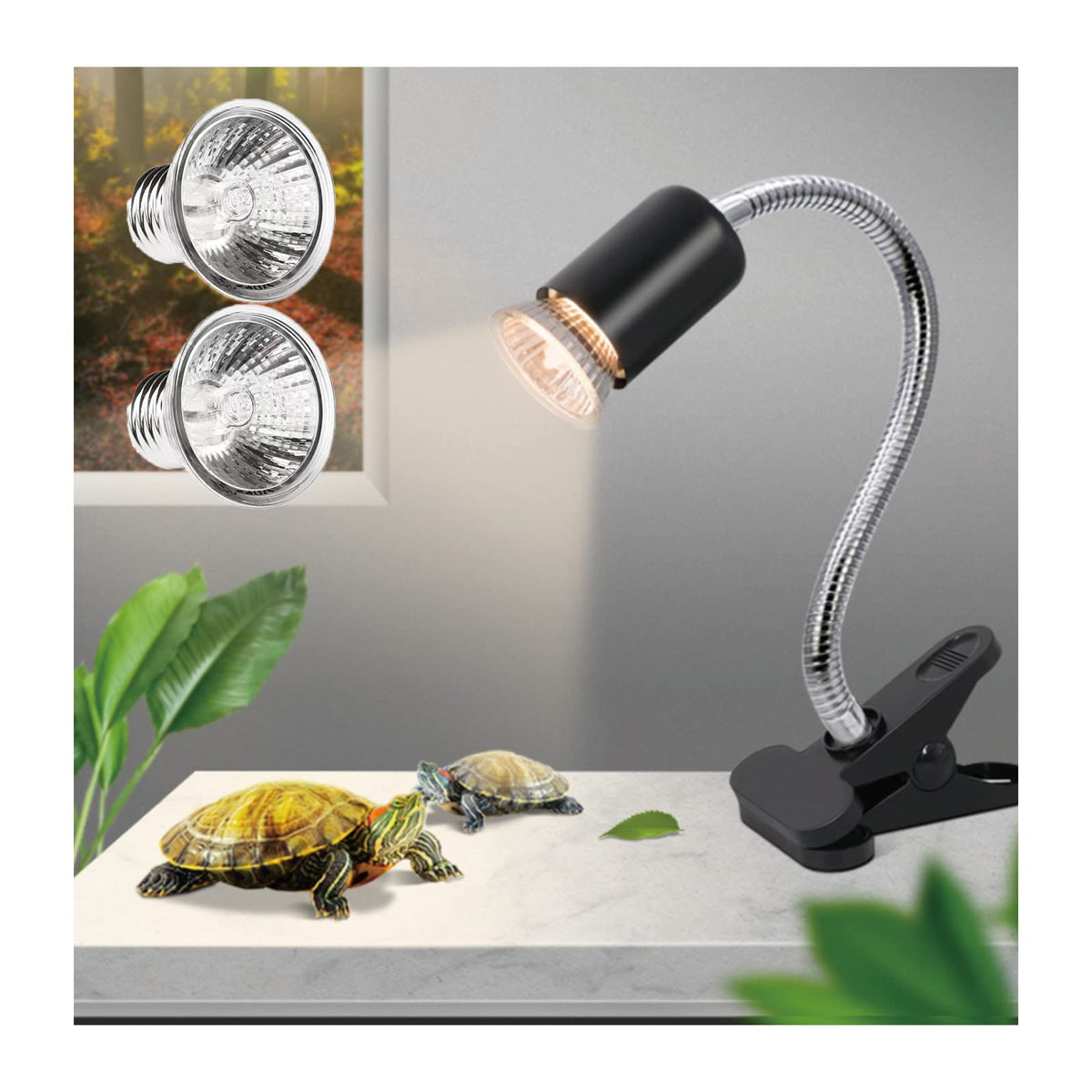 UVA UVB Reptile Heat Lamp with Two Heat Bulbs W18057