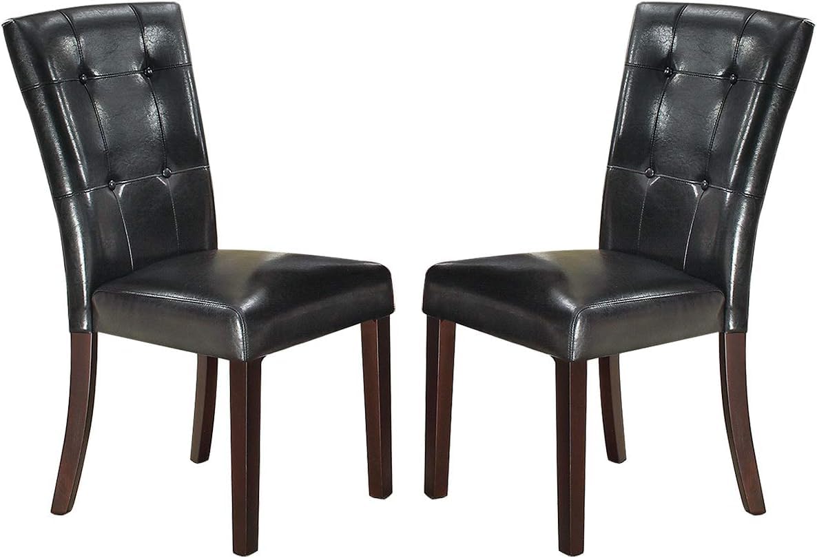 Black Faux Leather Dining Chairs Set of 2 C351