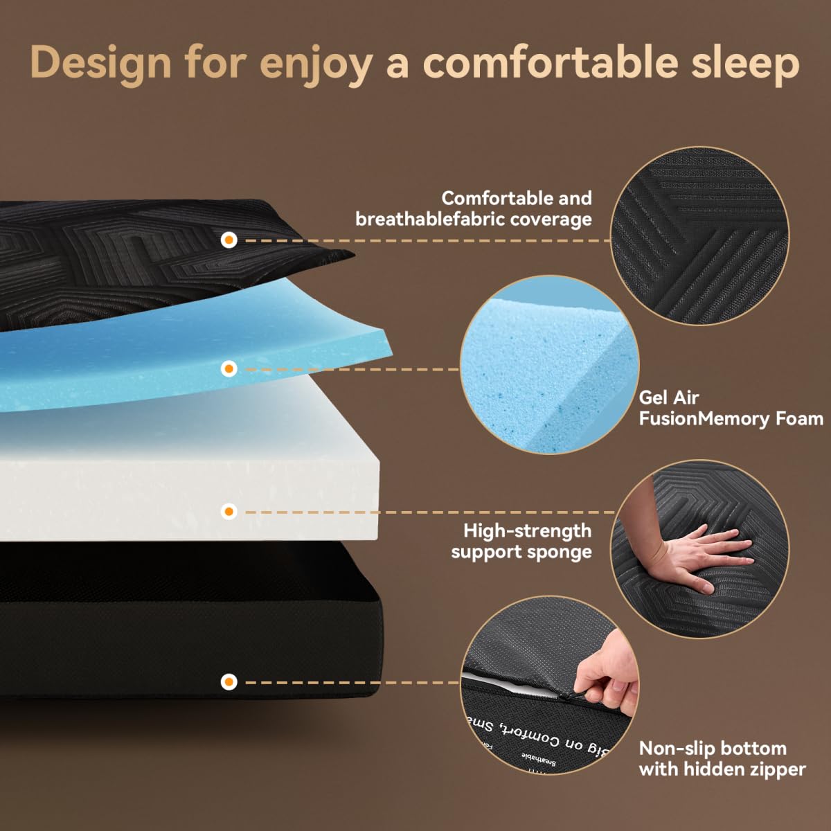 6 Inch Memory Foam Tri-Fold Twin Mattress with Washable Cover F2164