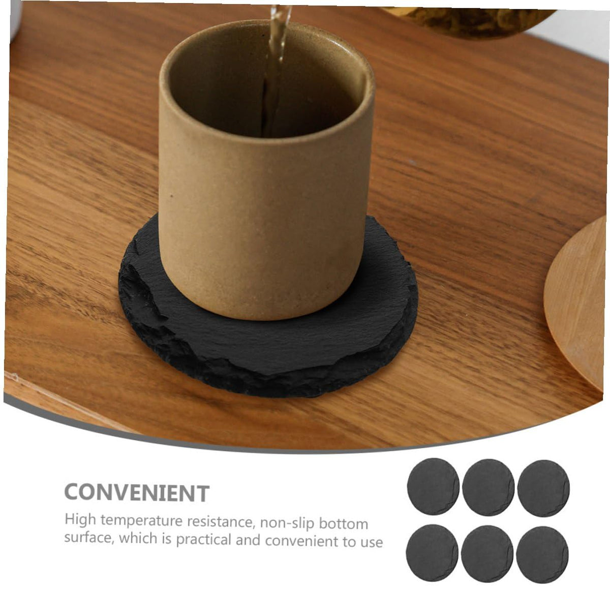 6pcs Stone Coasters Set with Non Slip Bottom C46989
