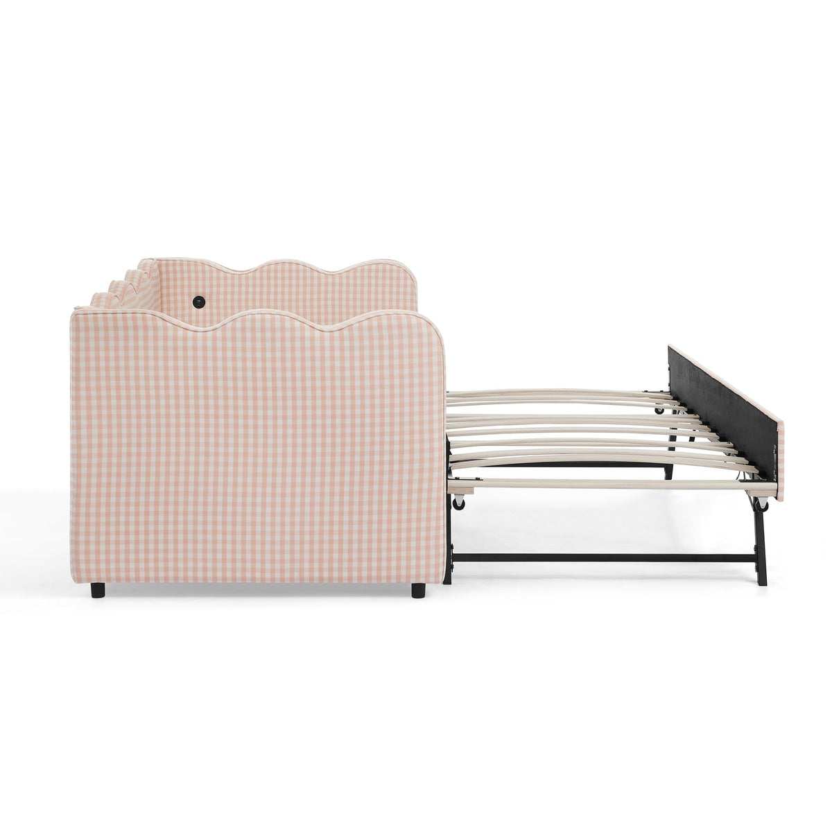 Pink Twin Size Gingham Daybed with Trundle I792107