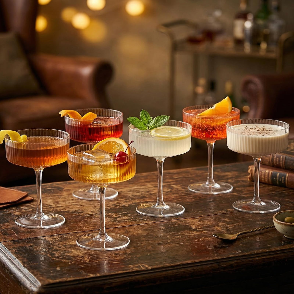 Ribbed Martini Glasses Set of 6 Z17974