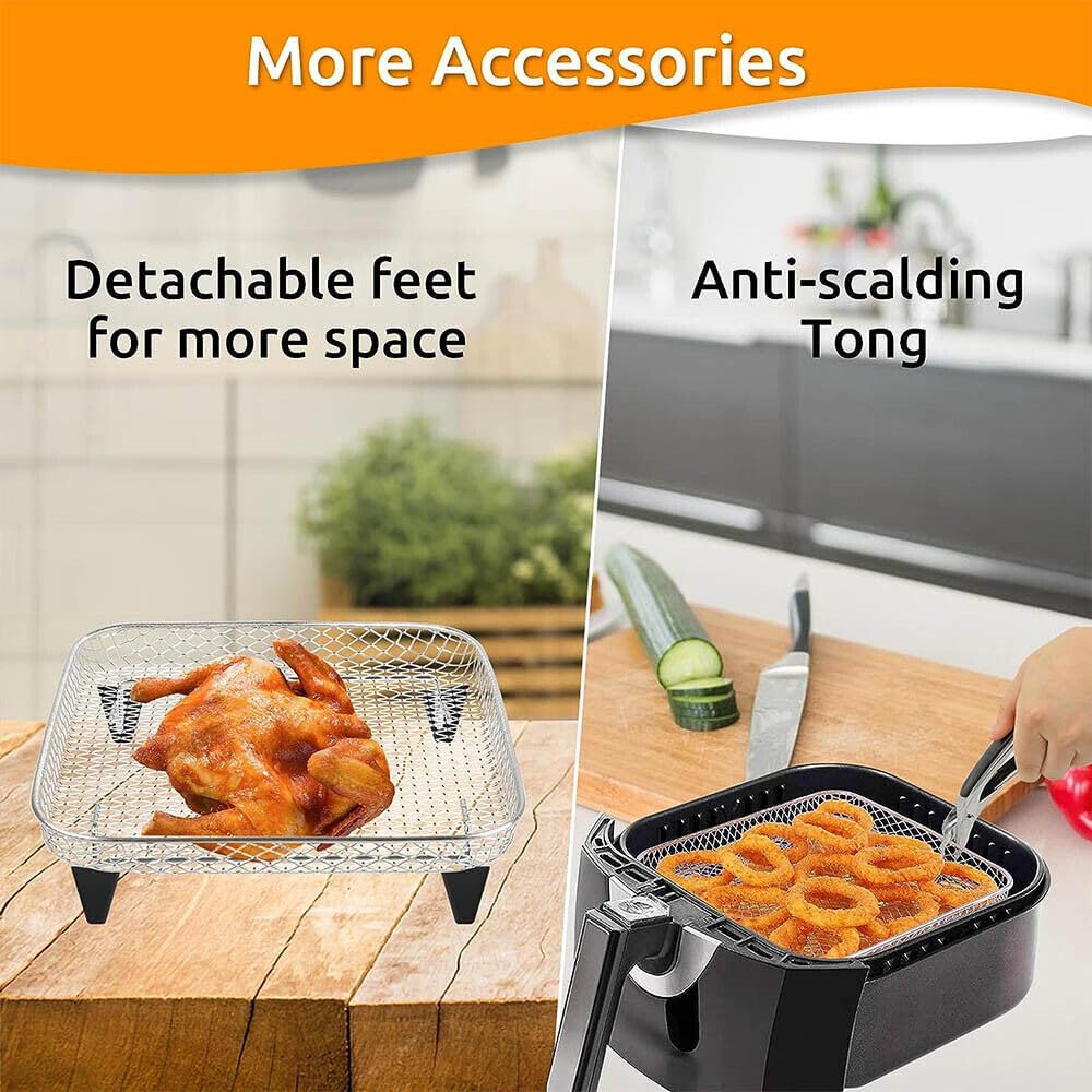 7 Inch Stackable Stainless Steel Air Fryer Rack, 3 Pcs S888