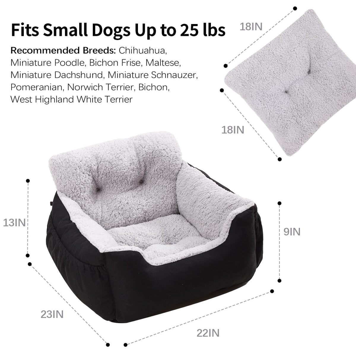 Washable Dog Car Seat with Storage Pockets V2455
