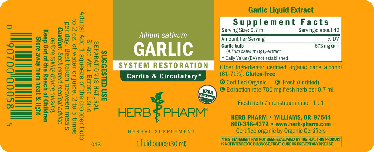 Organic Garlic Liquid Extract 1 Ounce F293