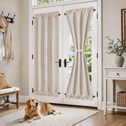 100% Blackout Linen Door Curtains 26x72 Inch K846967
