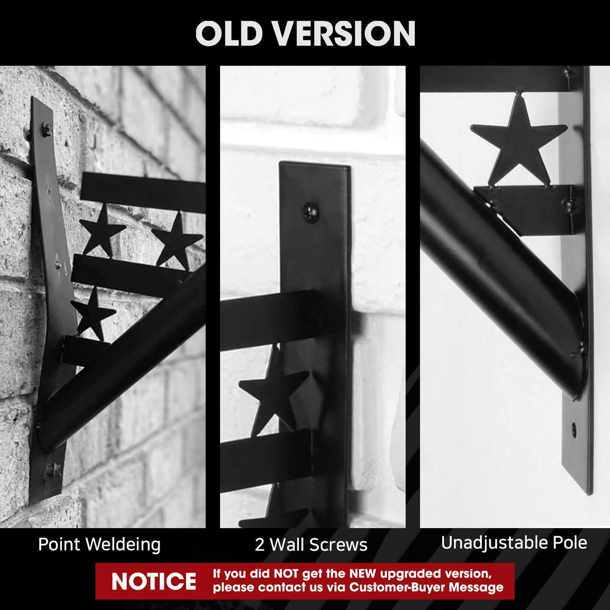 Flag Pole Heavy Duty Iron Weather Resistant Mounting Brackets Y752708